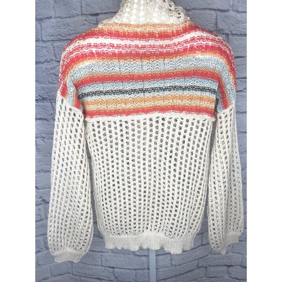 POL Sweater Full Zip Open Knit Hoodie Size MEDIUM Boho - Picture 4 of 7